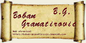 Boban Granatirović vizit kartica